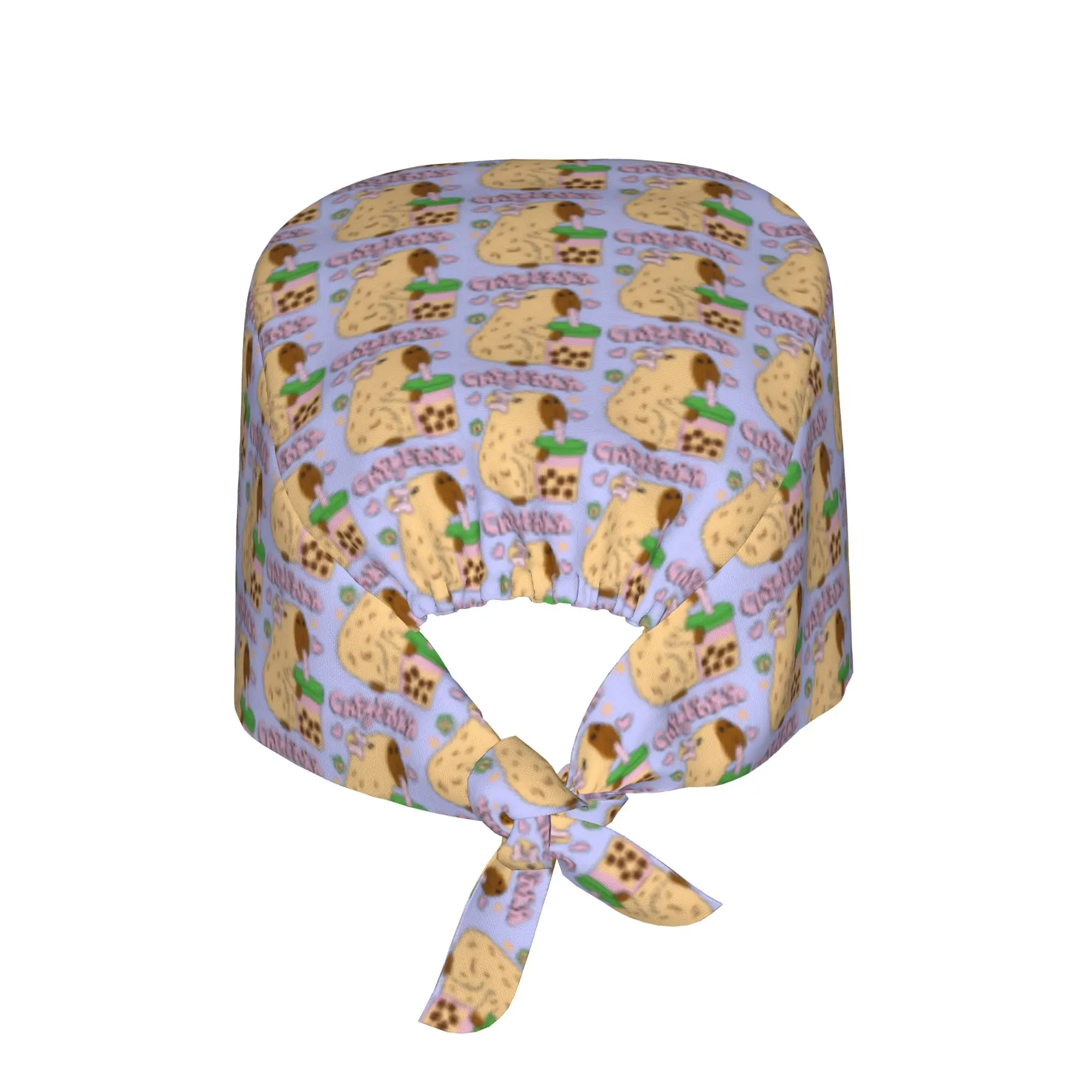 Colourful Creative Capybara Printed Scrub Hat Surgical Scrub Caps Nurse Medical Cap Work Scrubs Hat for Hospital Pharmacy