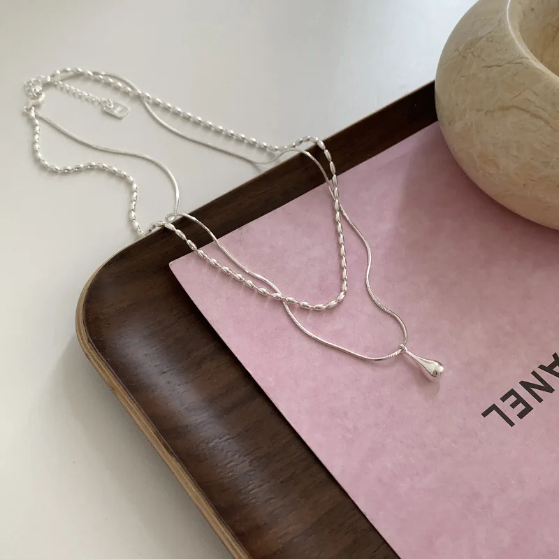 XIYANIKE Minimalist Double Layer Waterdrop Pendant Necklace For Women Korean Fashion New Jewelry Friend Gift Party collier femme