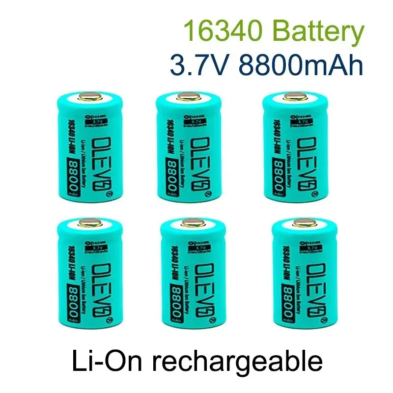 2024 New Li-ion 16340 Battery CR123A Rechargeable Batteriy 3.7V 8800mAh CR123 for Laser Pen LED Flashlight Cell Security Camara