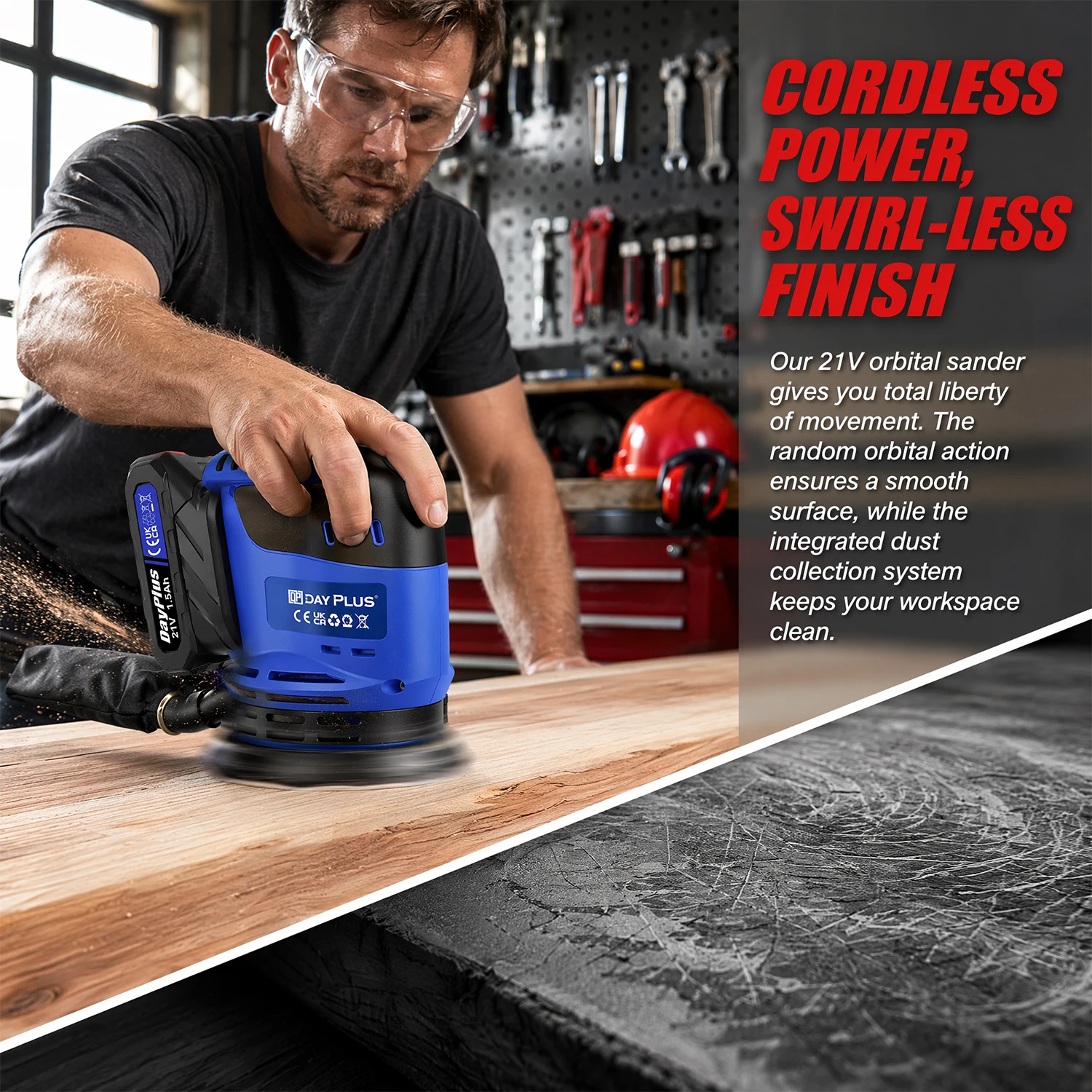 Tired of Dust & Tangled Cords? Cordless Dust-Free Handheld Sander, Wireless Free Movement, Efficient Dust Collection, for Furniture Wood Metal Sanding & Polishing, Perfect DIY Renovation Helper, Essential Home Repair Tool