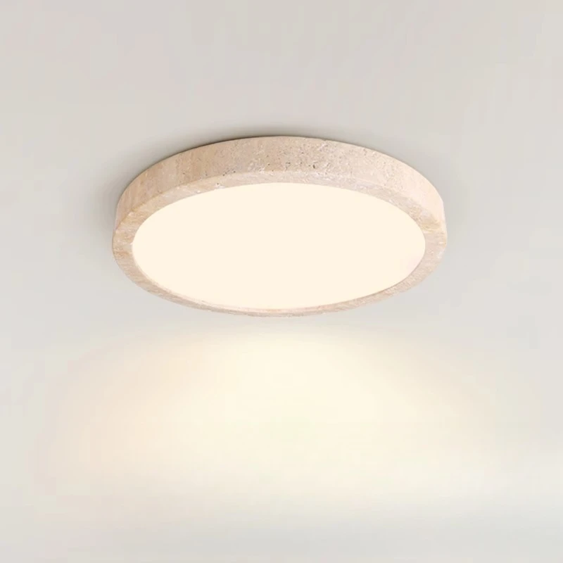

Japanese Wabi Sabi Travertine Round LED Ceiling Light Full Spectrum Eye Care Bedroom Living Room Study Decor New Energy Saving