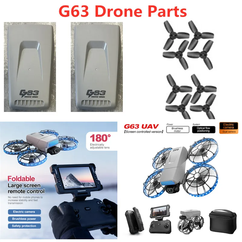 

G63 Drone 3.7V 1300Mah Battery Blades G63 RC Drone Battery G63 Remote Control Drone Spare Accessories Parts USB Propeller Toys
