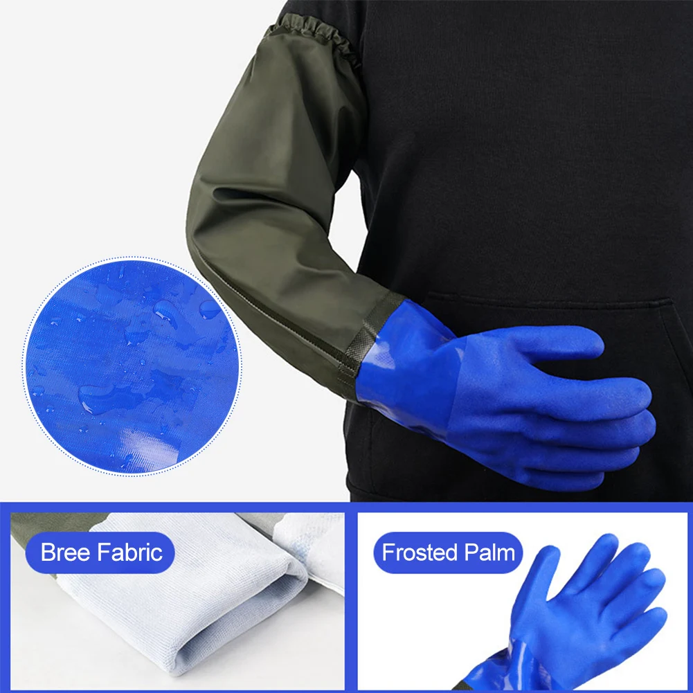 Long Waterproof Drain Cleaning Gloves PVC Reusable Heavy Duty Long Rubber Gloves,Chemical Resistant Gloves