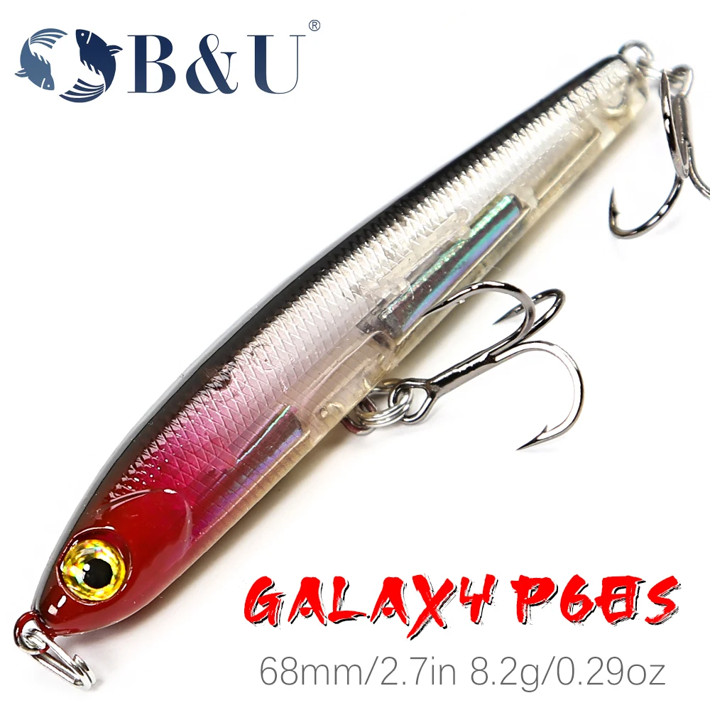 B&U 68mm 8.2g Sinking Pencil Heavy Stick Fishing Lure Saltwater Lipless Minnow Wobbler Hard Plastic Bait