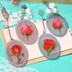s Rose Craft Stitch Cross Stitch Bookmark Metal Silver Golden Needlework Embroidery Crafts Counted Cross-Stitching Kit