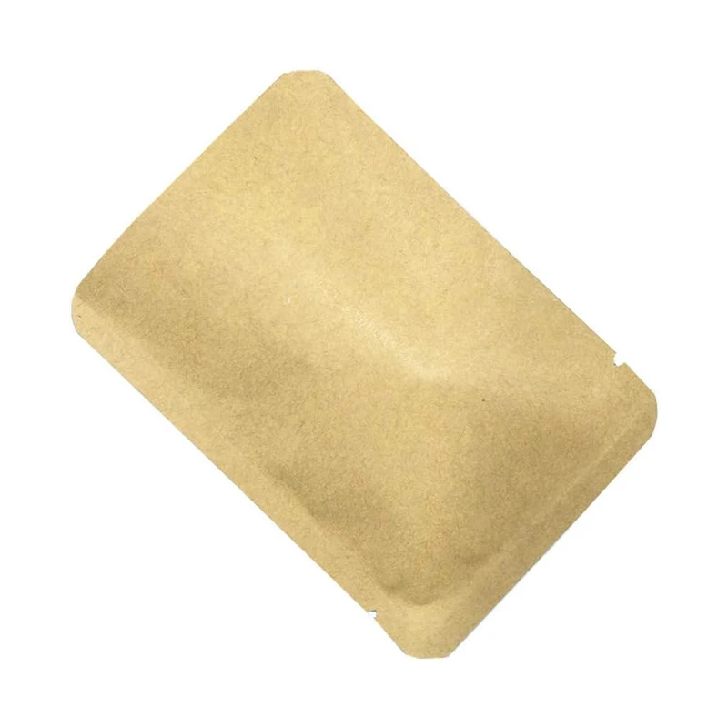 Thick White Borwn Open Top Kraft Paper Package Bags Food Powder Coffee Bean Aluminum Foil Inner Heat Sealable Kraft Flat Pouches