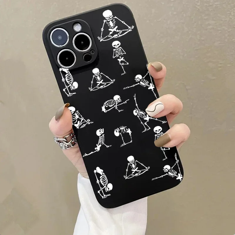 Funny Cartoon Skeleton Phone Case For Xiaomi Redmi Note 13 12 12S 11 11S 10 10S Pro Plus 4G 5G 10C 12C 13C Liquid Silicone Cover