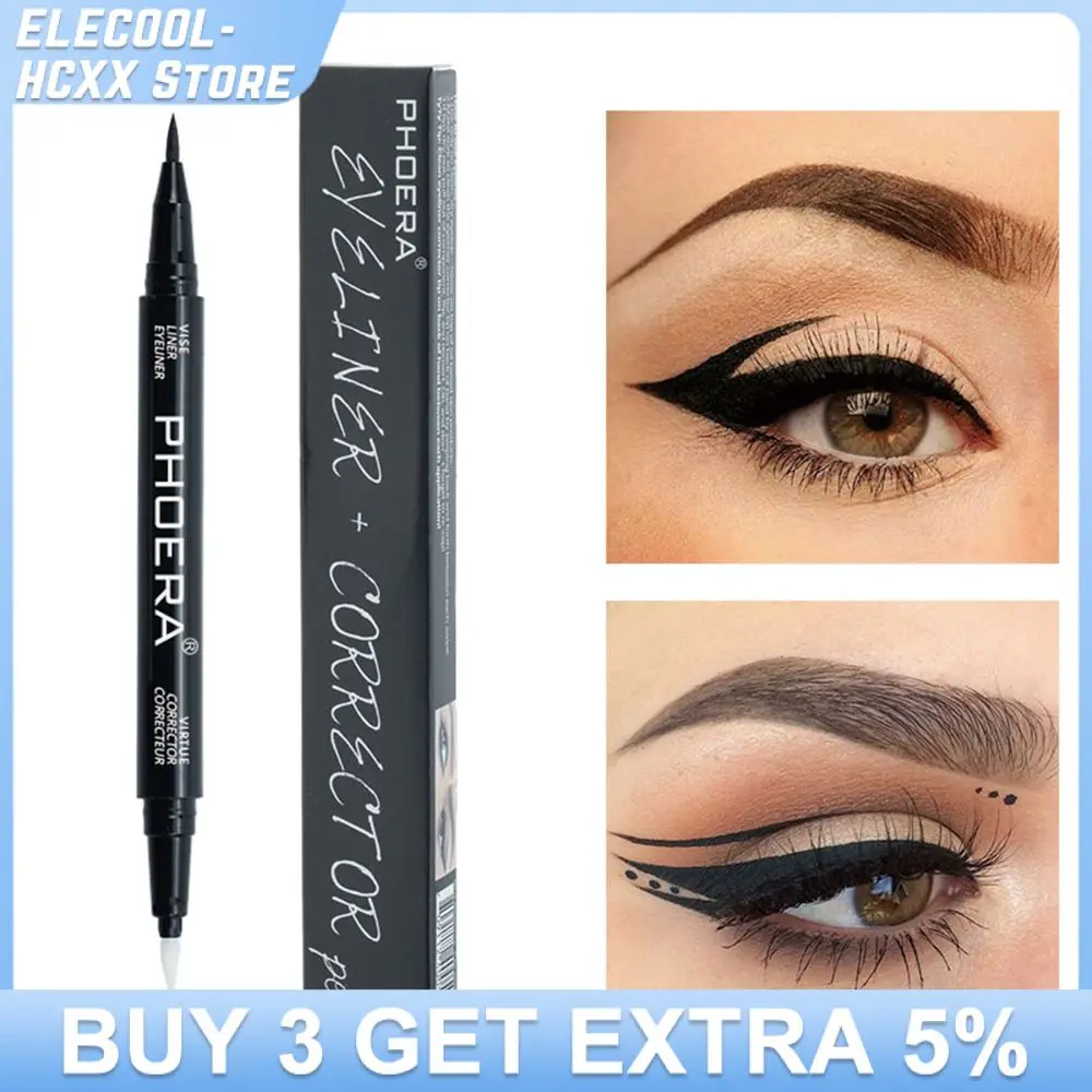 PHOERA Matte Eyeliner Pen Makeup Waterproof Long Lasting Quickly Drying Smooth Ultra-thin Black Liquid Eyeliner Pencil Makeup