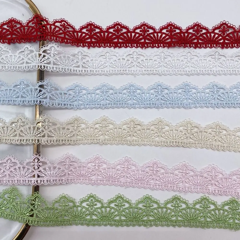 Multicolor Embroidered Flower Lace 15 Yards Polyester Cotton Lace Trim Colorful Water Soluble Trim Handmade Decoration