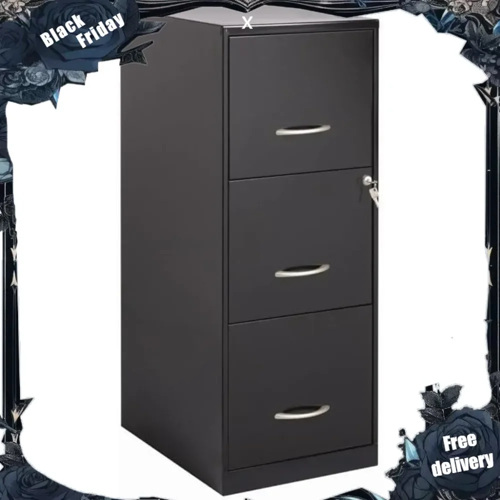 

3 Drawers 35.5" Vertical Black Metal Filing Cabinet Lockable Pre-Assembled Stationary Legal/Letter Size for Home, Office