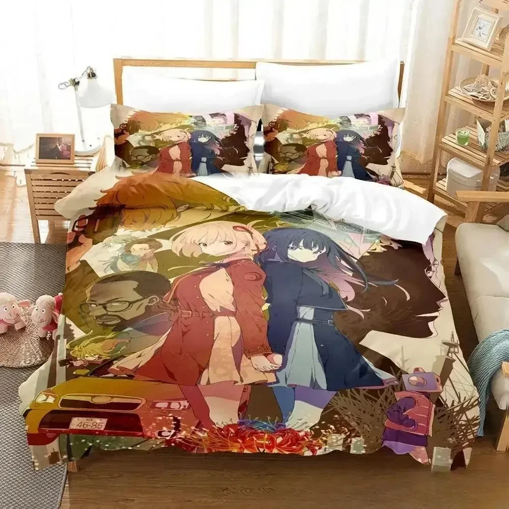 Set tempat tidur Lycoris baru mundur Single Twin Full Queen King Size Set tempat tidur Aldult anak-anak kamar tidur selimut penutup Set Anime Set seprai