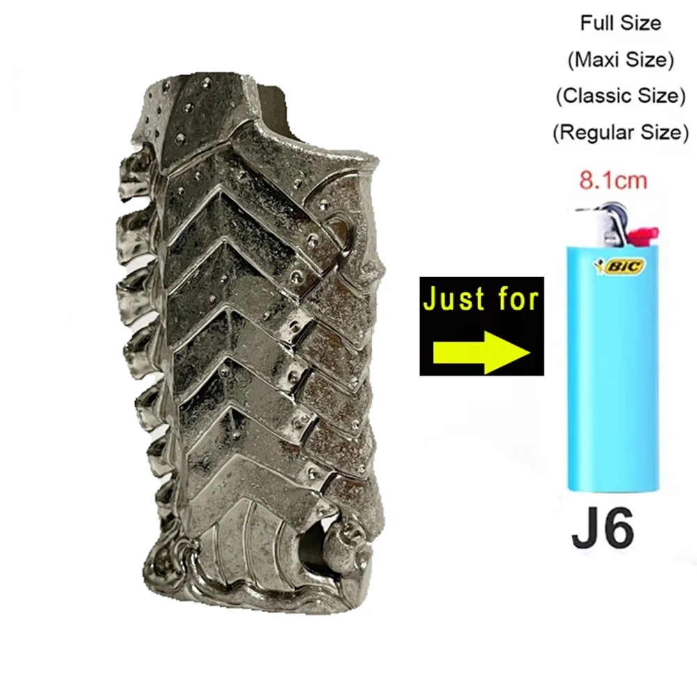 BIC Armor J6 Lighter Cover Thickened Metal Creative Play Punk Lighters Decorative Cover 122g