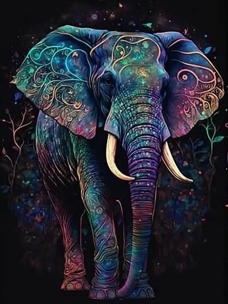 Fuchang Emperor Diamond Painting Complete Set of Wildlife New Collection Elephant Full Water Diamond Art Mosaic Thorn 2024