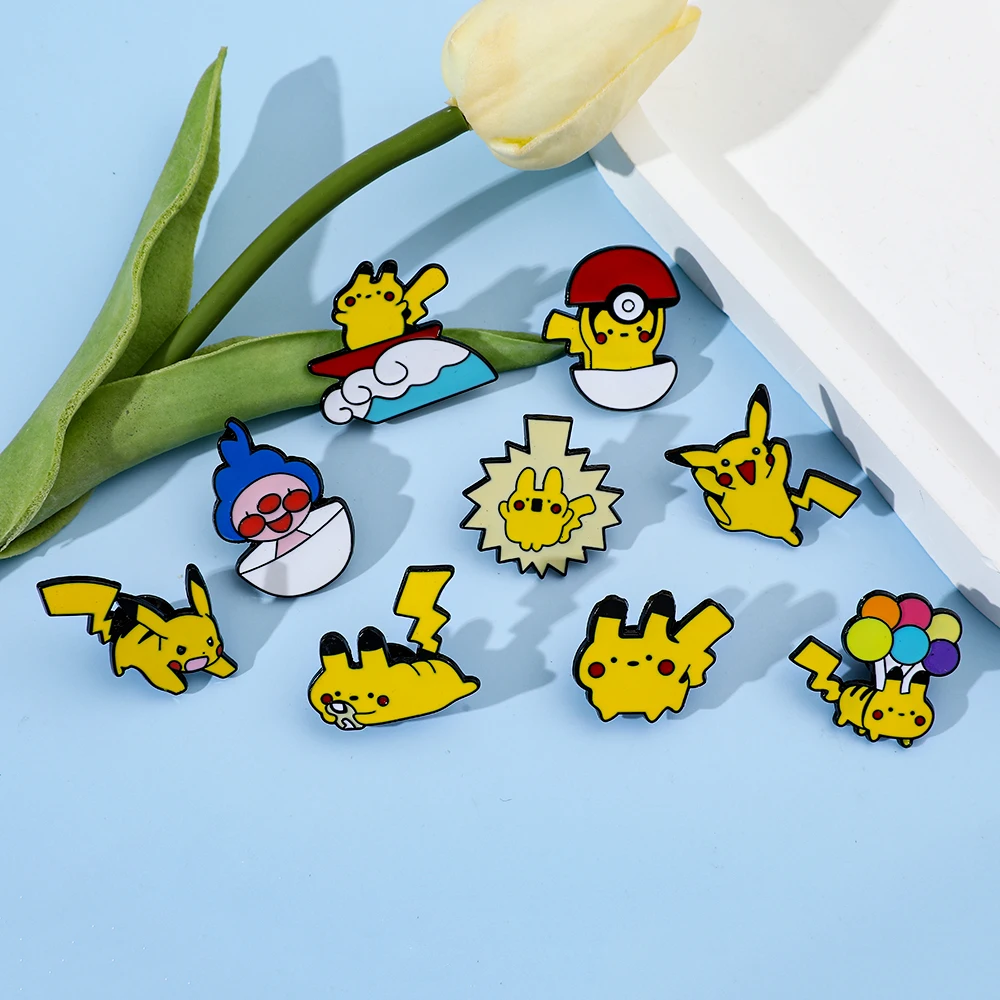 Брошь-с-отворотом-из-мультфильма-«Покемон-Пикачу»-милый-креативный-значок-модная-брошь-для-рюкзака-и-аксессуара-для-одежды-украшение-подарок