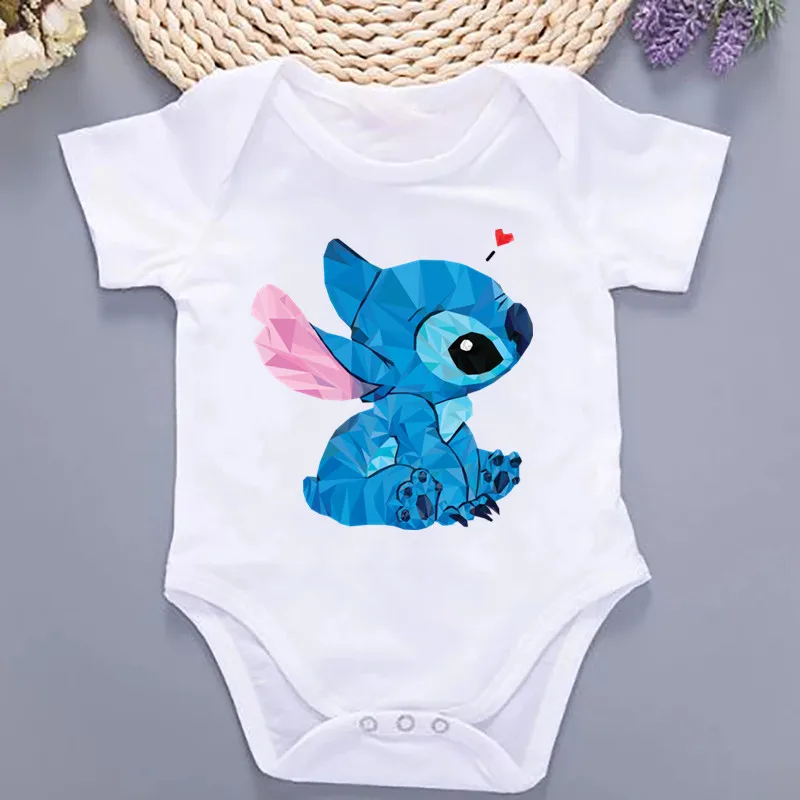 Summer New Baby Clothing Newborn Infant Jumpsuits Stitch Angel Baby Clothes 100% Cotton Kawaii Toddler Romper