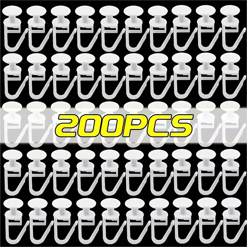 100/200PCS Curtain Track Hooks Portable Curtain Rail Ceiling Gliders Sets Bathroom Bedroom Plastic Lockable Folding Hanging Hook