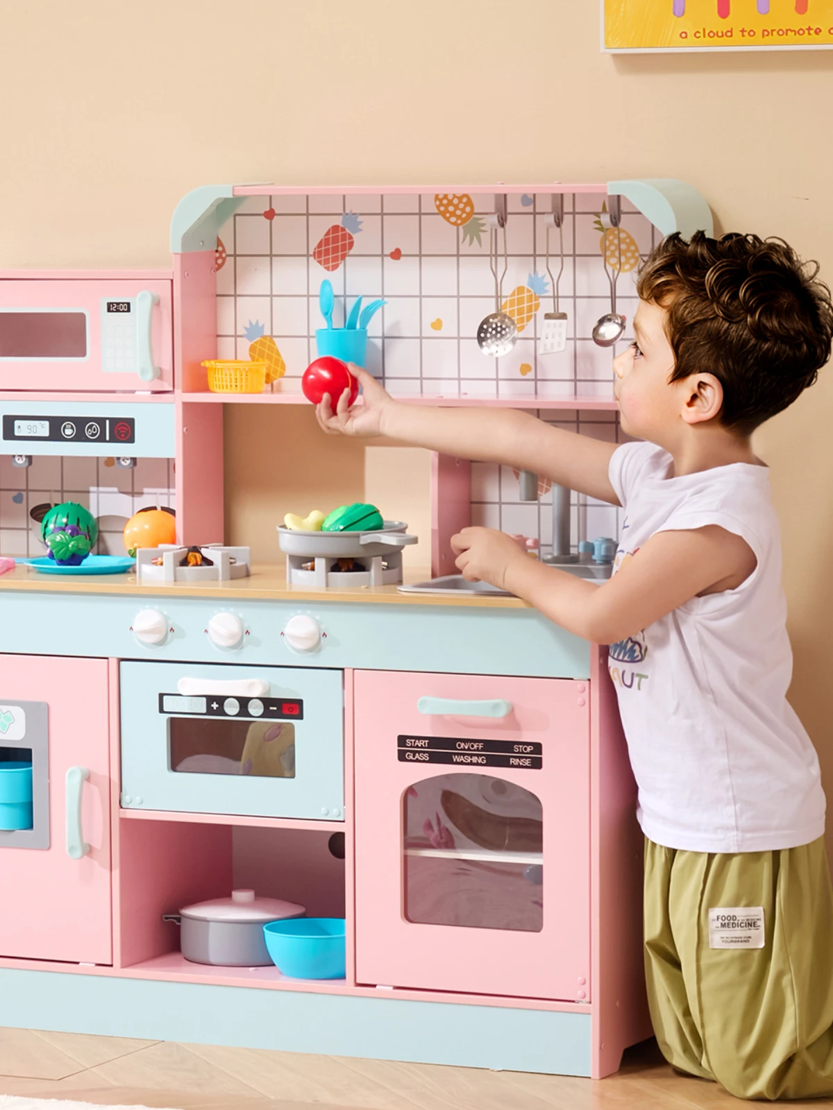 SucceBuy Fantasiespel Kookspeelgoed voor kinderen Chef-speelset Keukenaccessoires met licht en geluid voor peuters Meisjes Jongens - afbeelding 2