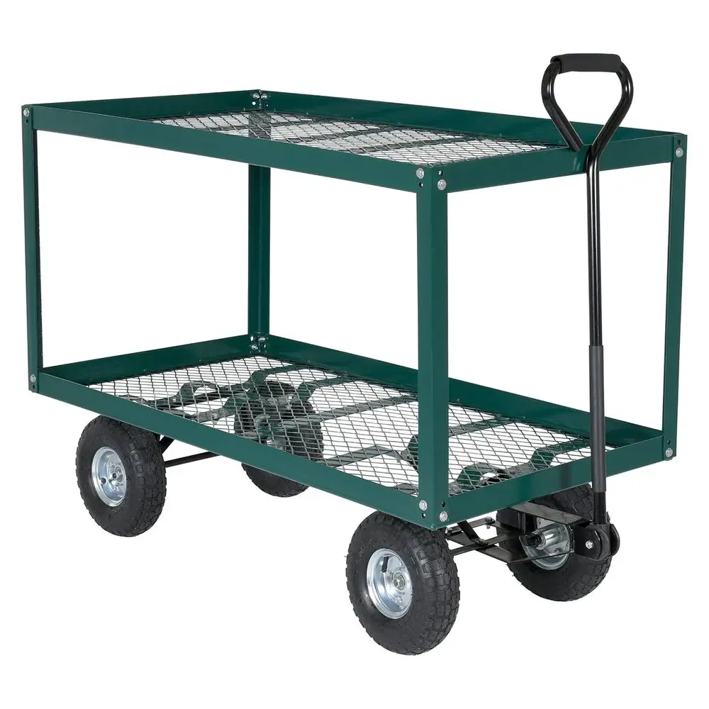 

Two-Shelf Steel Utility Cart, 51 x 24 x 36, 300 lbs. Capacity, Green