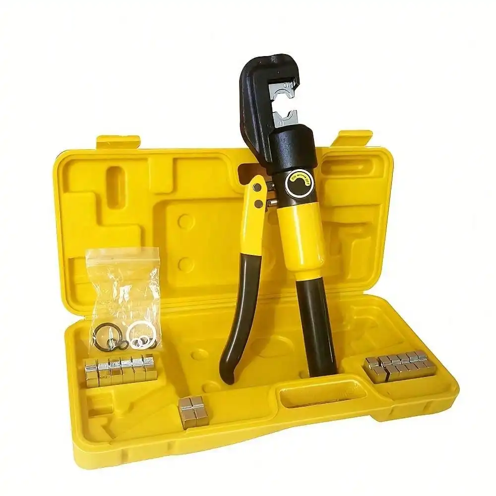 

10 Ton Hydraulic Wire Battery Cable Lug Terminal Crimping Tool With 9 Dies For Crimping Wires