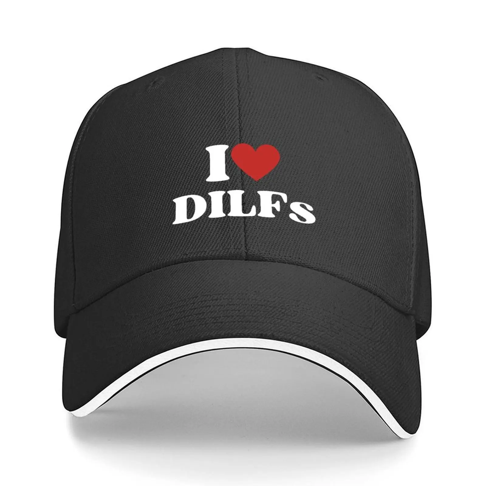 

I LOVE HEART DILFs Baseball Cap Hat Baseball Cap Hat Man For The Sun Hat Man Luxury men's big size Men Golf Wear Women's
