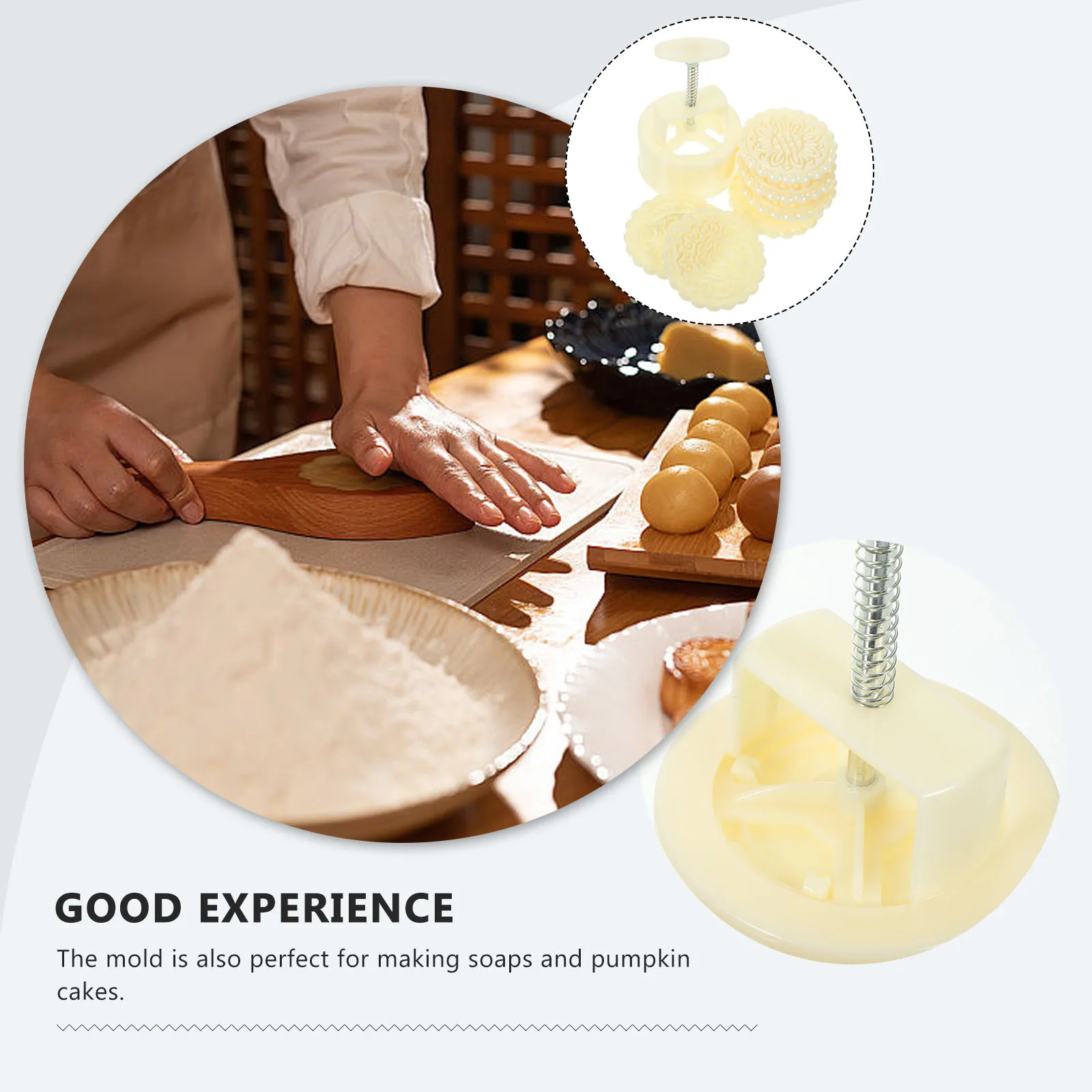 

1 Set Of Mung Bean Cake Mold Reusable Moon Cake Press For Baking Cookies Chocolate Pastry Diy Tool Kitchen Gadget Stamp