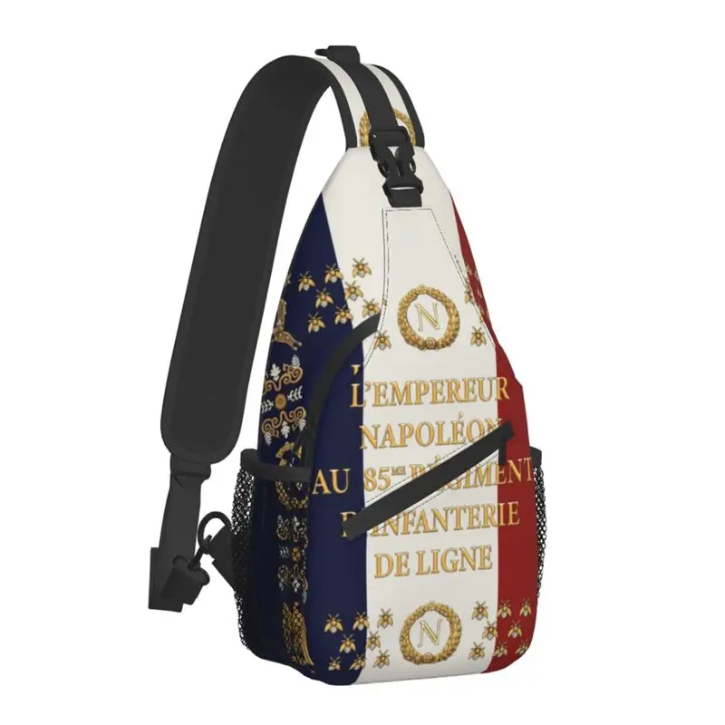 Napoleonic French 85th Regimental Flag Sling Bags Men France Fleur De Lis Shoulder Crossbody Chest Backpack Hiking Daypack