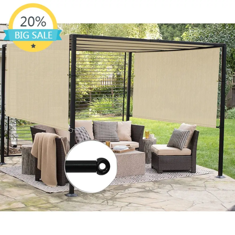 

9 x 16 Feet Outdoor Pergola Cover, Beige Shade Cloth with Grommets and Weighted Rods, UV Protection for Gazebos, Decks, and Balc