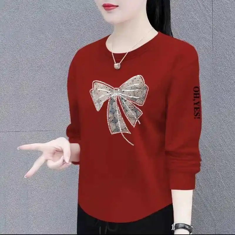 

Slim Fit Long Sleeve Base Shirt for Middle-Aged Mothers Women's Fashionable Outerwear T-Shirt Casual Comfortable Autumn Top