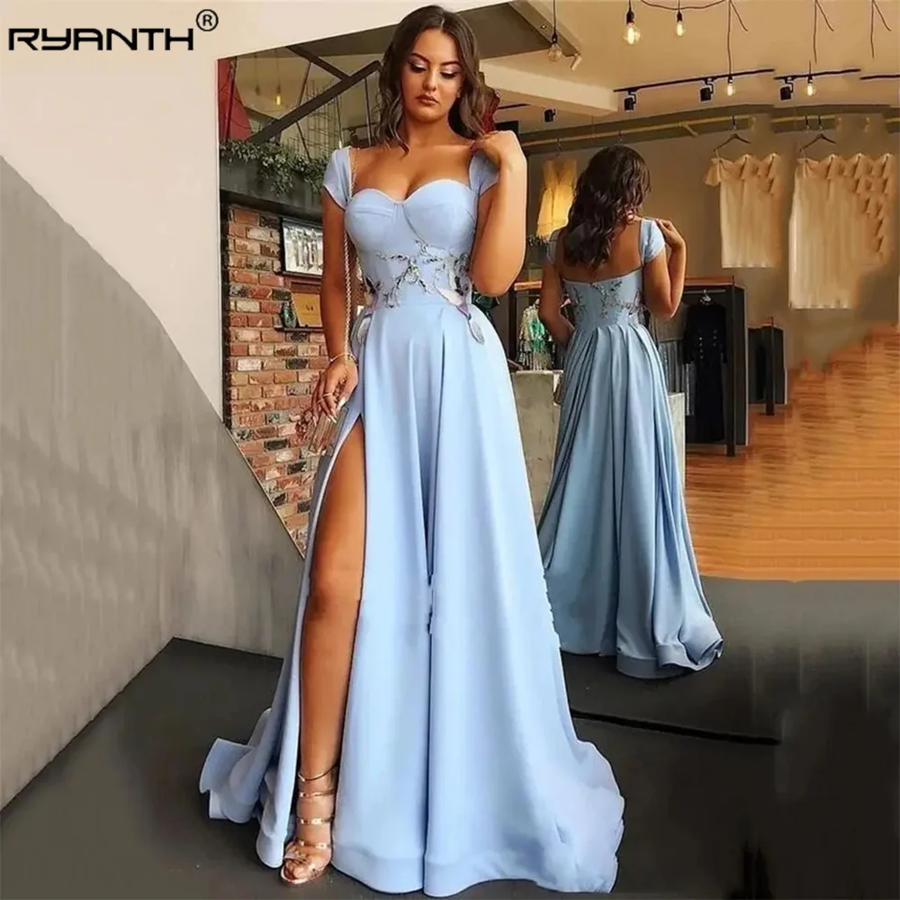 Ryanth High Slit A-line Prom Dresses Women 2024  Formal Occasion Dress Sky Blue Long Evening Gowns Dress vestidos para mujer