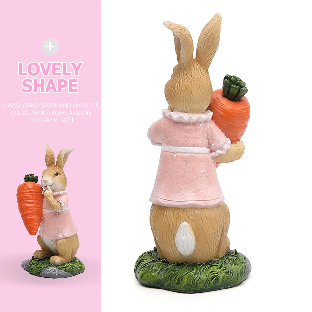 

Resin Bunny Figurine Easter Decoration Lovely Shape Beautiful Color Rabbit Statue nament Carrot Rabbit Desktop