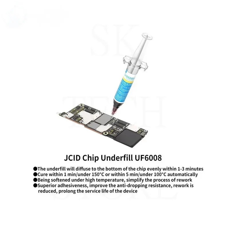 

JCID UF6008 SMD BGA IC Repair Chips Stencil Paste Dispenser Black Glue with Needles PCB Reflow Masking Welding Paste