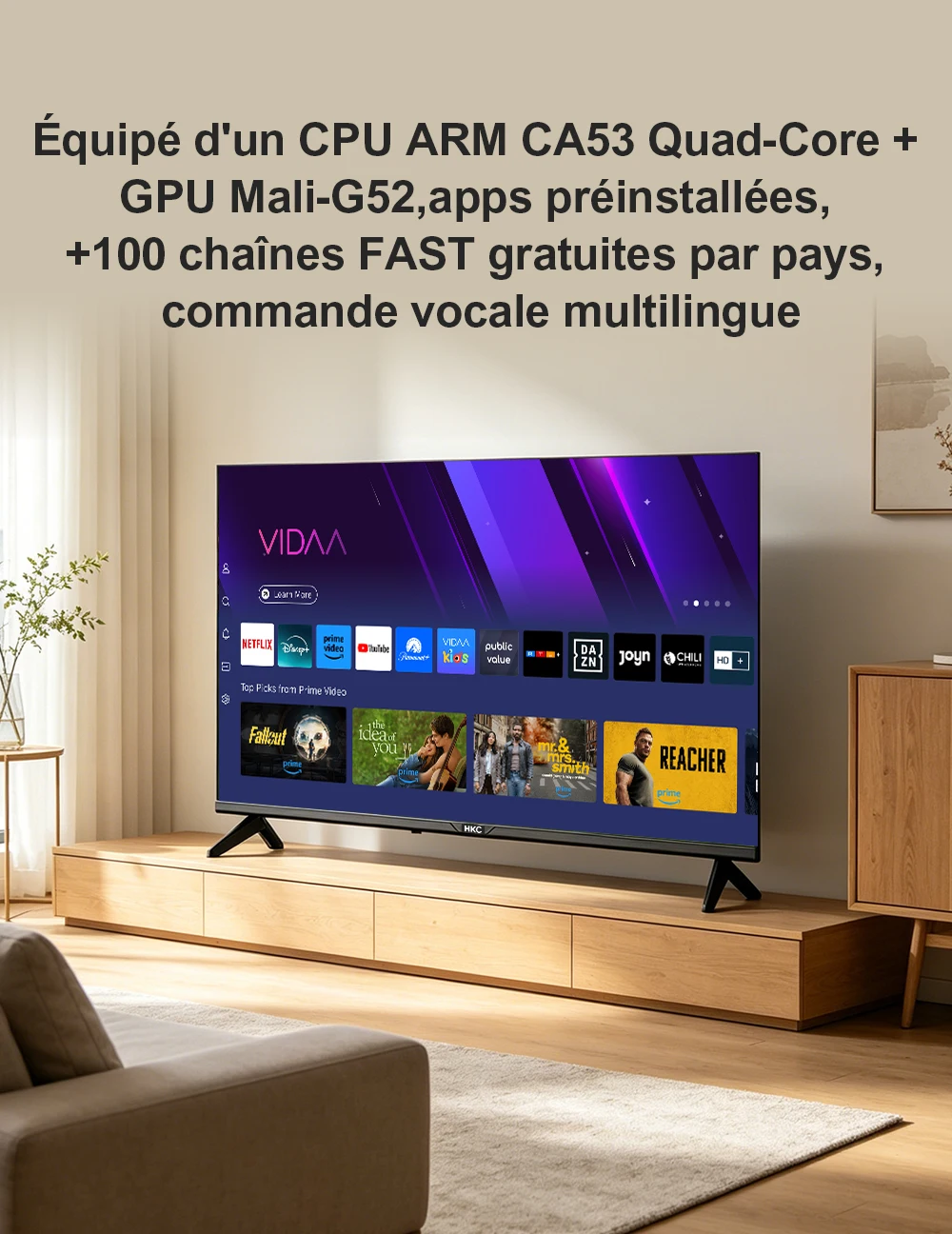 TV HKC 42 Pouces FHD Smart — VIDAA · Dolby Audio · HDR10 S3a62e16c6d414f95b4427cb32e0f8aa6k