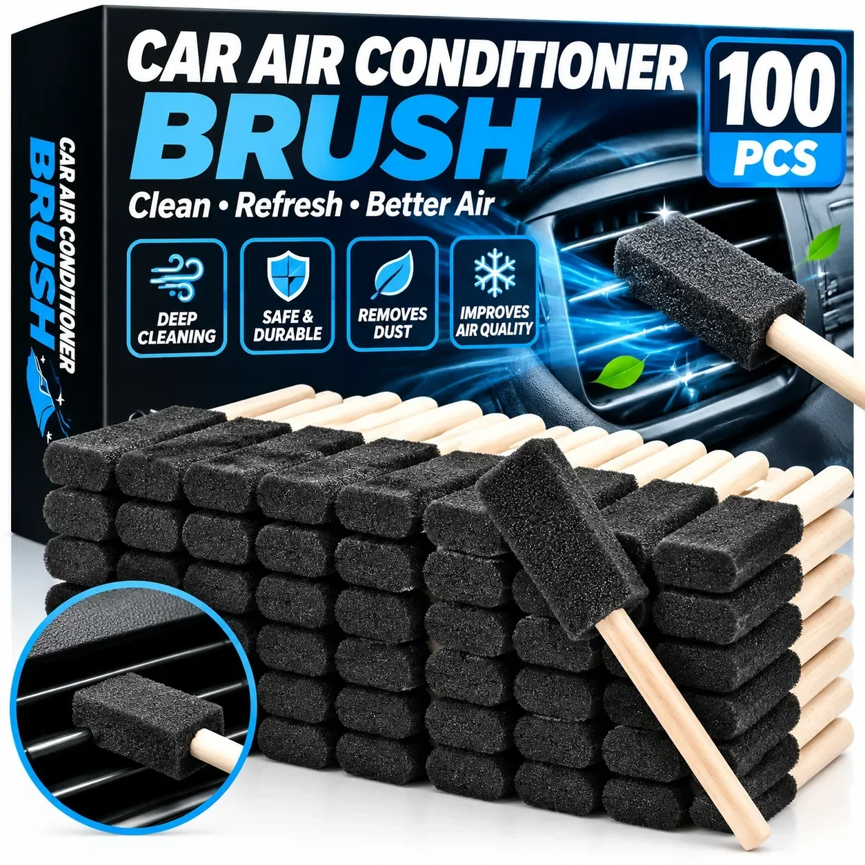 Car Air Outlet Sponge Cleaning Brush Interior Detailing Dust Removal Brushes Conditioner Grille Cleaner Brush Auto Accessories
