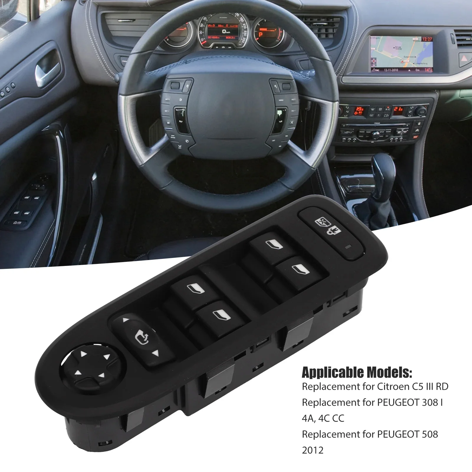 Power Window Switch 96631328XT Quick Response Sensitive Control Window Master Button Replacement For PEUGEOT 308 I 508