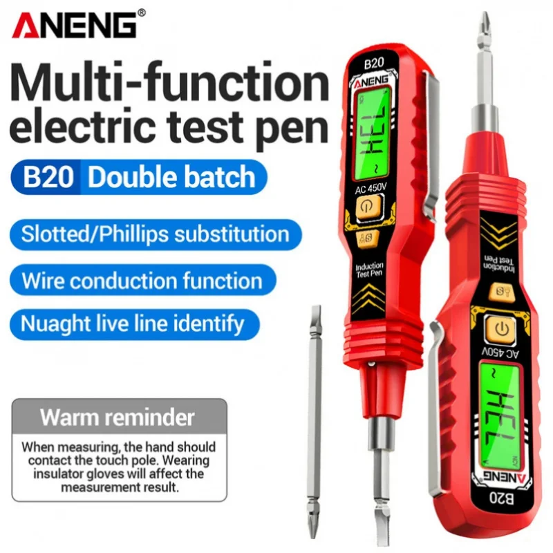 ANENG B20 Voltage Tester Pen 11V~450V AC Dual Head Slotted Cross Screwdriver Smart Dual-use Electric Detection Meter