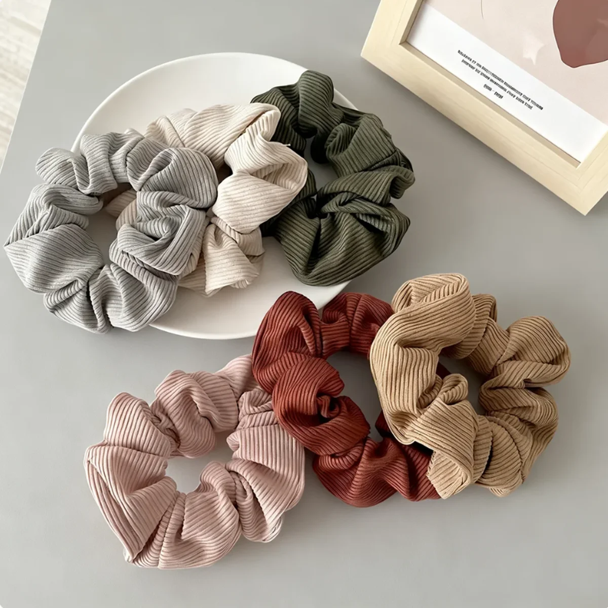 Paquete de 6 Coleteros de Microfibra para Mujer, Coleteros de Tela Tejida, Lote de Coleteros de Moda Coreana y Japonesa 2022
