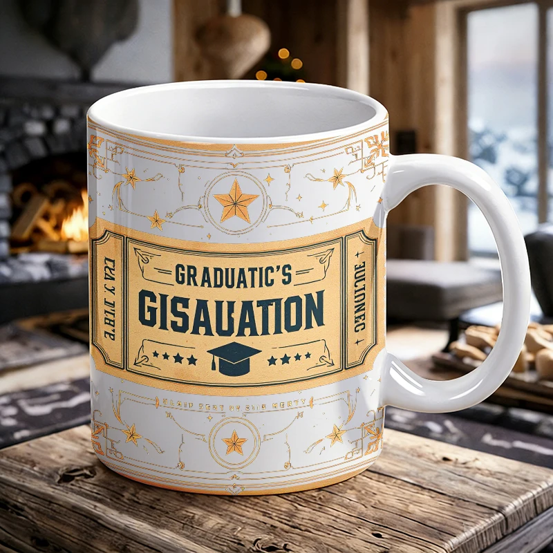 

Creative Graduation Tag Ceramic Mug, Coffee Mug, Milk Mug, Office Tea Cup, Drinking Cup, Gift for Friends, Fade-Resistant