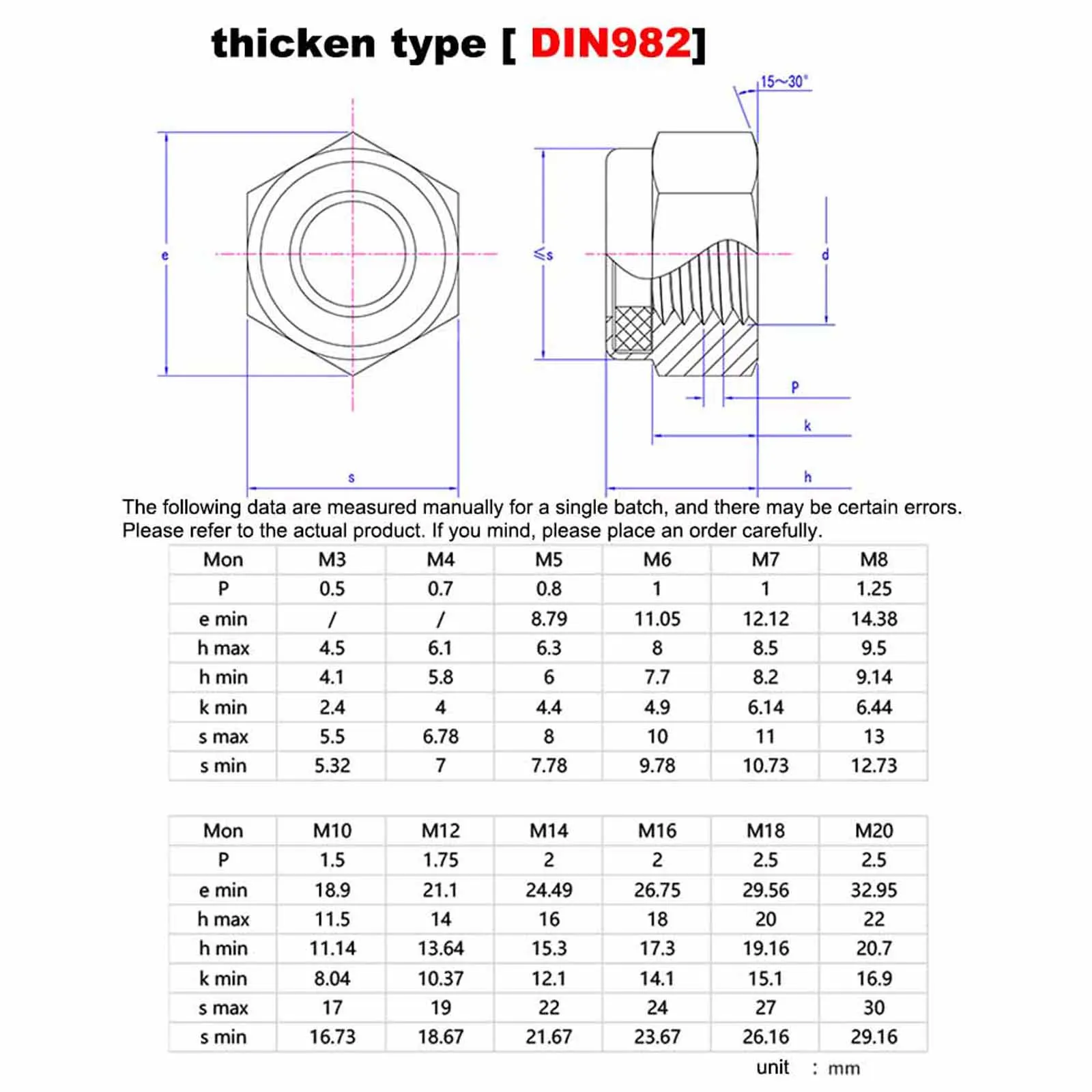 2/5/10/20pcs M3 to M16 304 Stainless Steel Thickened/Thin/Left Thread DIN985 Self-locking Nylon Insert Lock Nut DIN982 GB6172.2