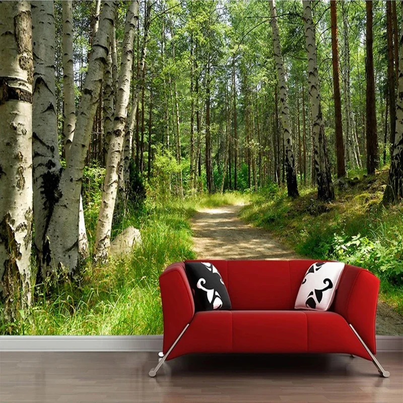 

Custom Murals Wallpaper 3D Green Forest Path Photo Wall Painting Living Room TV Sofa Background Wall Decor Papel De Parede