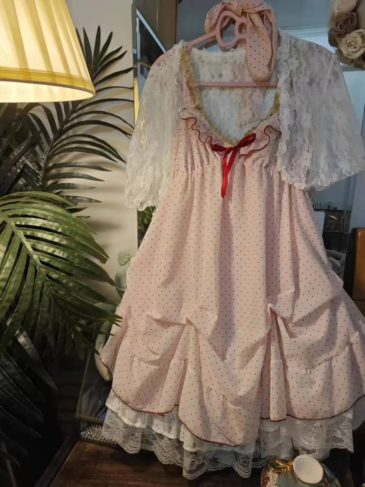 Japanese Fashion Sweet Cute 2 Piece Set Women Mini Lace Tops +