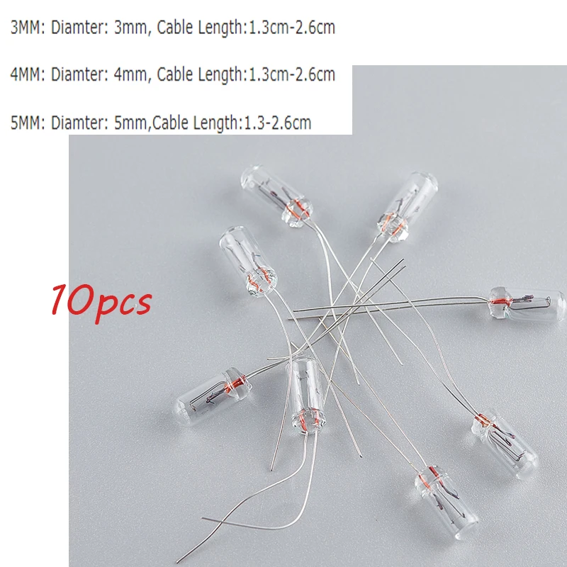 10pcs Miniature 0.07A 3mm 4mm 5mm 1.5V,3V,6V, 9V,12V, 24V Lamp Light Bulb Edison Incandescent Filament Rice