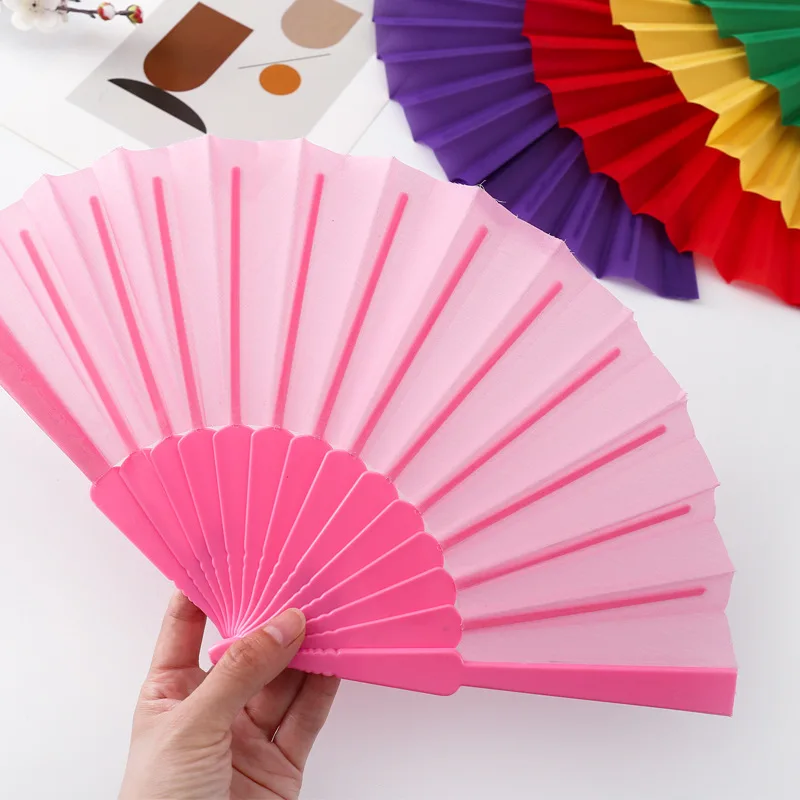 Folding Fan Classical Plastic Hand Held Dancing Fan Chinese Style Room Decoration Gift Craft Performances Fan Wedding Supplies