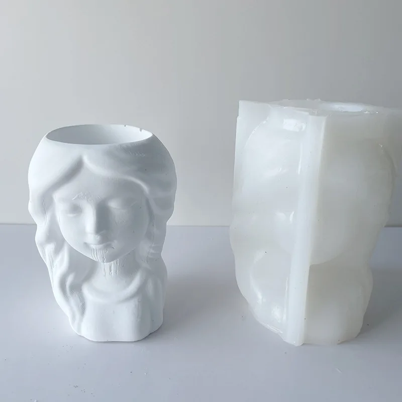 

Girl Figure Plaster Flowerpot Silicone Mold DIY Crystal Drops Plaster Resin Ornaments