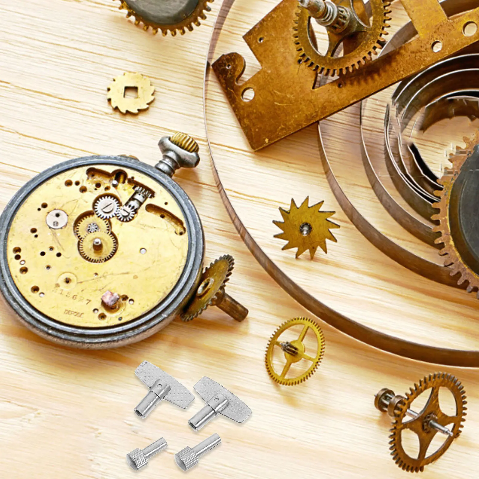 

1 set 1 Set Mechanical Clock Repair Kit Universal Wind Up Key Winder For Wall Grandfather Retro Clocks Clock Adjustment Tool