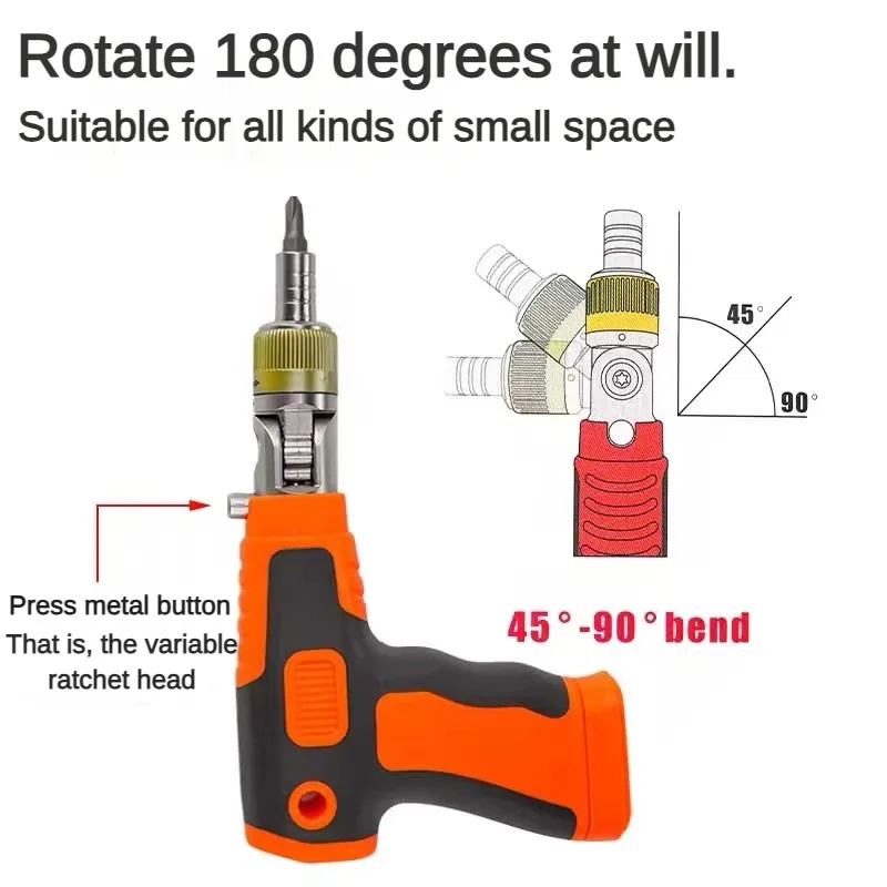 Ratchet Screwdriver Tool Set Gun Type Household Screwdriver Hex Left/Right Rotating 180 Degree Ratchet Screwdriver Extension Rod