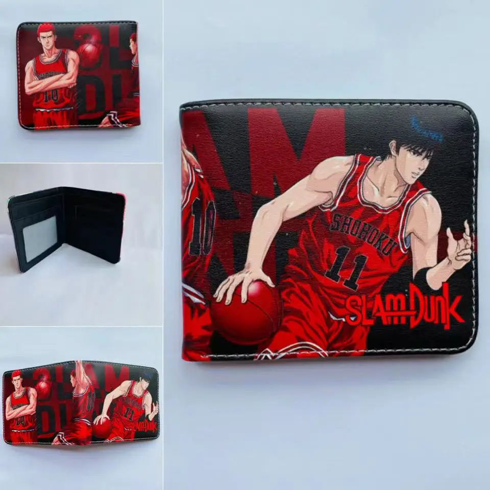 Cartera de Anime japonés Slam Dunk, Sakuragi Hanamichi kaade Rukawa, monedero corto para hombres, niños, estudiantes