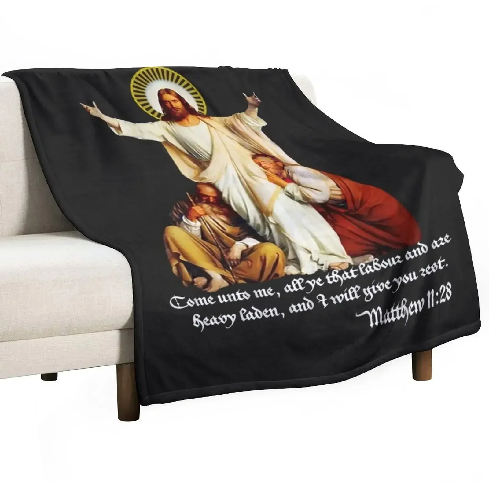 

Jesus Christ Come to Me Light of the World Catholic Christian Throw Blanket manga Beach Blankets