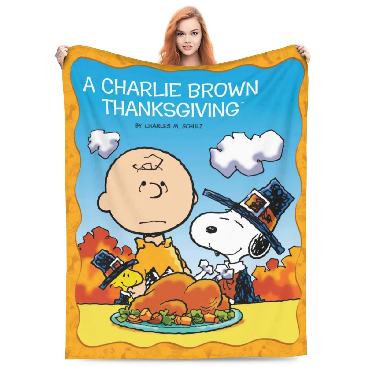 

Super Warm Blankets Airplane Travel Snoopy And Charlie Brown Thanksgiving Bedding Throws Flannel Outdoor Novelty Sofa Bed Cover