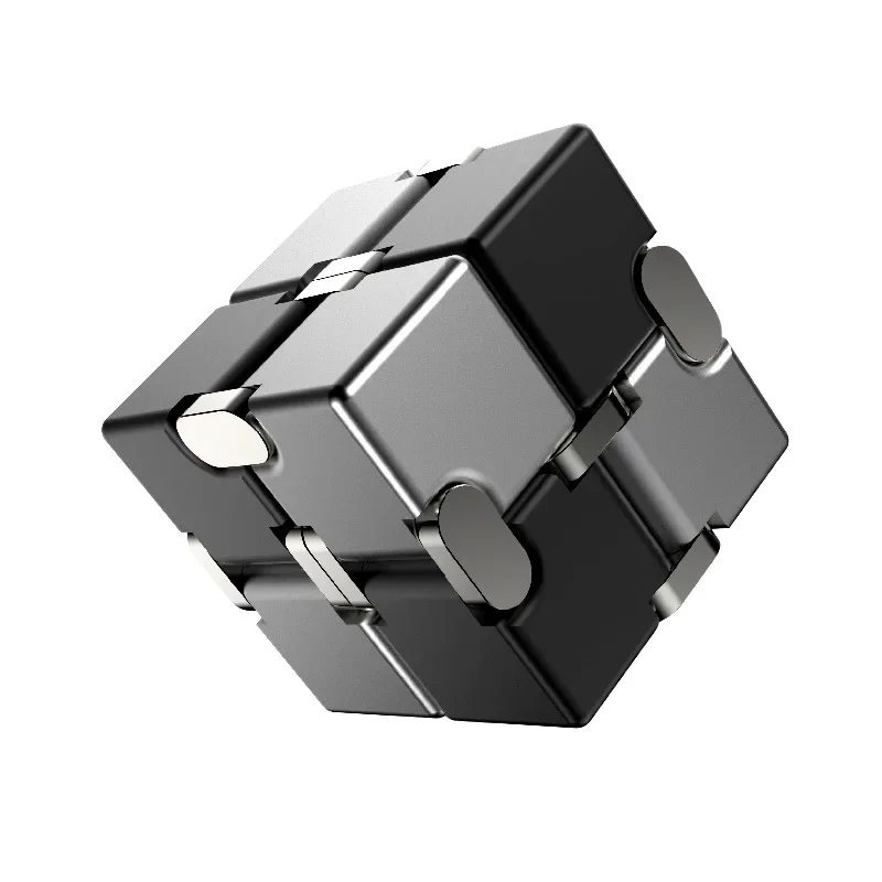 Infinite Cube Aluminum Alloy Metal EDC Stress Relief Mini Toy Portable Office Infinite Flip Cubic Fidget Relax Venting Toys