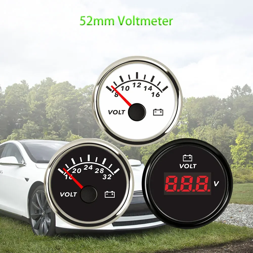 RHAXEL 52mm Voltmeter Gauge 8-32V with Red Backlight for Car Boat Motorcycle